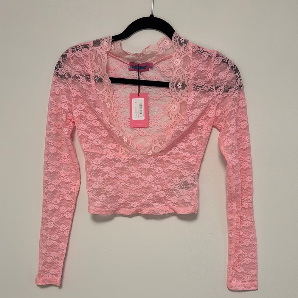 Edikted Pink Embellished Crop Blouse